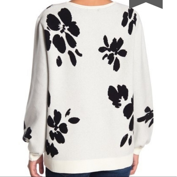 14th & Union Floral Jacquard Knit Sweater Oversize - Picture 2 of 8